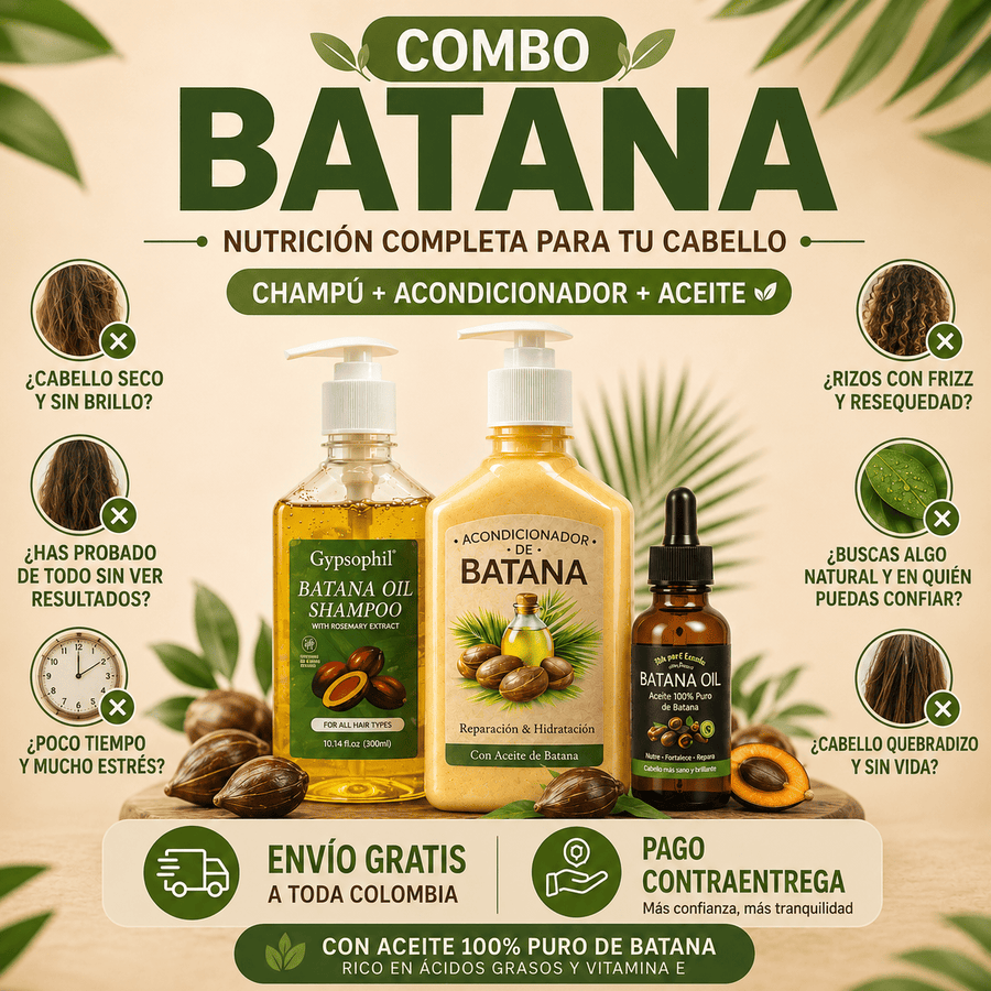 Combo Aceite, Shampoo y Acondicionador BATANA