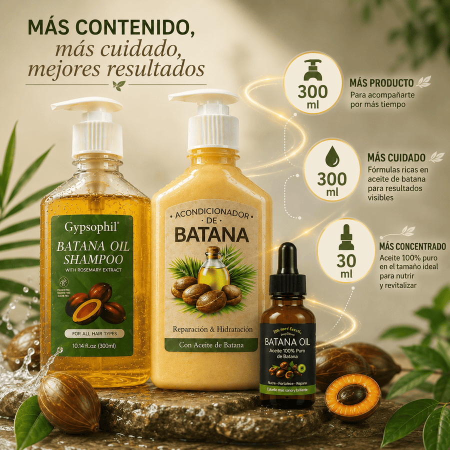 Combo Aceite, Shampoo y Acondicionador BATANA